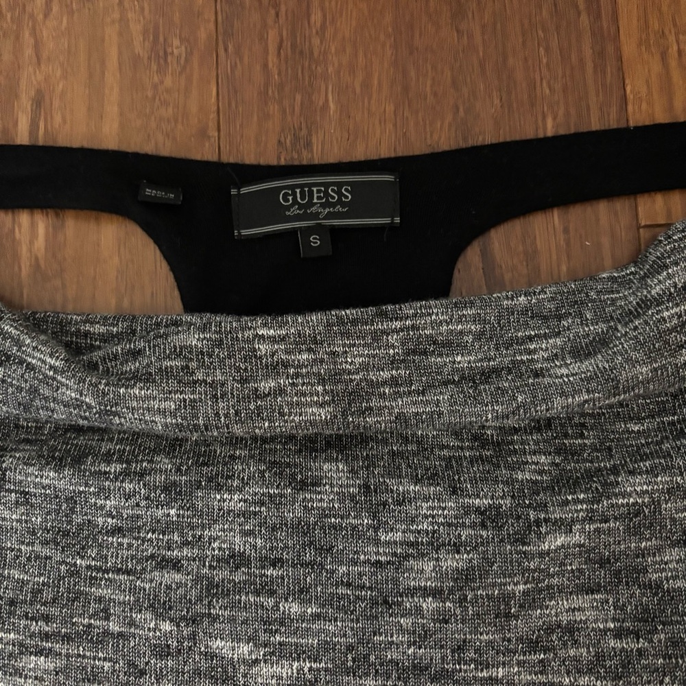 Guess Gray Heathered Ruched Drape Back Racerback Top Size S - Picture 7 of 8